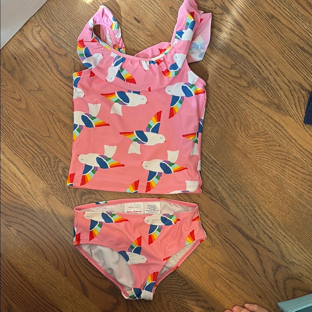 NWOT Hanna Andersson Pink and White Bikini with birds